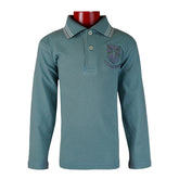 Kids Full Sleeve Polo Shirt For Sky Grey Shade - Foxy Garments