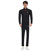 4-Way Stretched Quarter Zip Long Sleeve Polo Shirt with Trouser Tracksuit