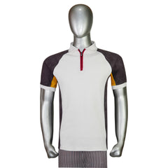 Men’s Raglan Sleeve Zip Polo Shirt with Side Panel