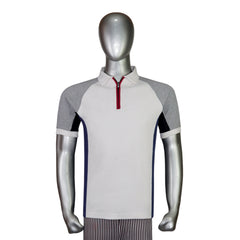 Men’s Raglan Sleeve Zip Polo Shirt with Side Panel