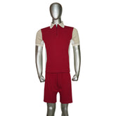 Contrast Sleeve Side Panel Polo-Shirt With Short Tracksuit