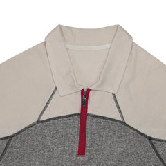 Thermal Quarter Zip Polo Shirt with Off-White Contrast Sleeves
