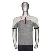 Thermal Quarter Zip Polo Shirt with Off-White Contrast Sleeves