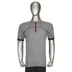 Short Sleeve Thermal Quarter Zip Polo Shirt