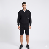 Long Sleeve Placket Polo Shirt with Short Tracksuit