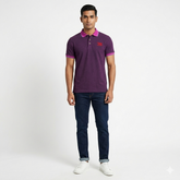03-Tunic Shaded Polo Shirt With Contrast Collar