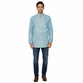 Mesh Fabric Quarter-Zip Long-Sleeve Fancy Kurta