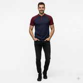 Y-Neck Raglan Short Sleeve T-Shirt