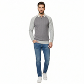 Contrast Long Sleeve Polo Shirt