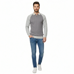 Contrast Long Sleeve Polo Shirt
