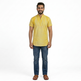Quarter-Zip Short-Sleeve Fancy Kurta