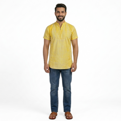 Quarter-Zip Short-Sleeve Fancy Kurta