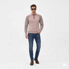 Modern Two-Tone Quarter-Zip Polo Shirt
