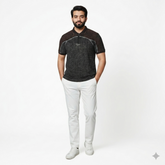 Thermal Contrast Vintage Wash Polo Shirt With Same Collar