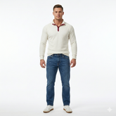 Short Zip Rib-Fashion Sweatshirt