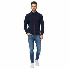 Men’s Long Sleeve Full Zip Rib Polo Shirt