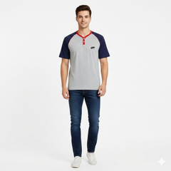 2-Botton Short Sleeve Henley T Shirt
