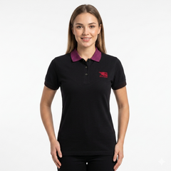 Black Acid Washed Contrast Collar Polo Shirt