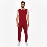 Contrast Sleeve Side Panel Polo-Shirt With Trouser Tracksuit