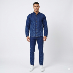 Rain wash look Long Sleeve Denim Suit