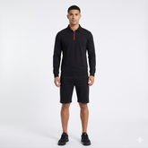 4-Way Stretched Quarter Zip Long Sleeve Polo Shirt with Shorts Tracksuit