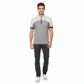 Thermal Quarter Zip Polo Shirt with Off-White Contrast Sleeves