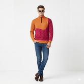 Vibrant Quarter-Zip Knit Pullover Sweatshirt