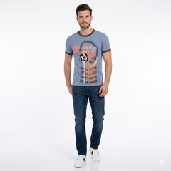 3-tune Dyed MEN Chest Printed Tee Shirt