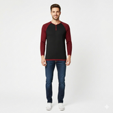 Y-Neck Raglan Long Sleeve T-Shirt