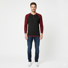 Y-Neck Raglan Long Sleeve T-Shirt
