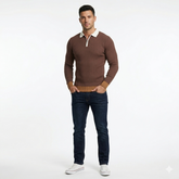 Stretched Rib Long Sleeve Polo Shirt