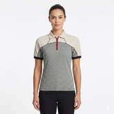 Thermal Quarter Zip Polo Shirt with Off-White Contrast Sleeves