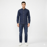 Long Sleeve Plain Denim Suit