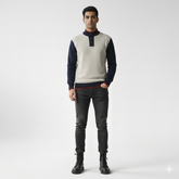 Men's Premium Contrast Sleeve Knit Henley Sweater