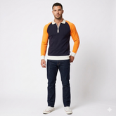 "Short Zip Fashion" Full Sleeve Polo Shirt