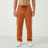 Oversized Ribbed Knit Street-Joggers – Burnt Orange