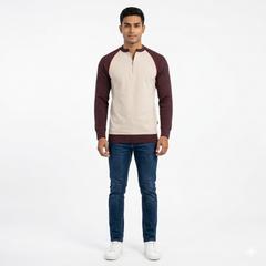 Terry Body With Rib Arms "Short Zip Fashion" Sweat Shirt
