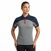 Thermal Quarter Zip Polo Shirt with Navy Blue Contrast Sleeves