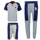 Grey Hyther Contrast Half Sleeve Track Suit - Foxy Garments