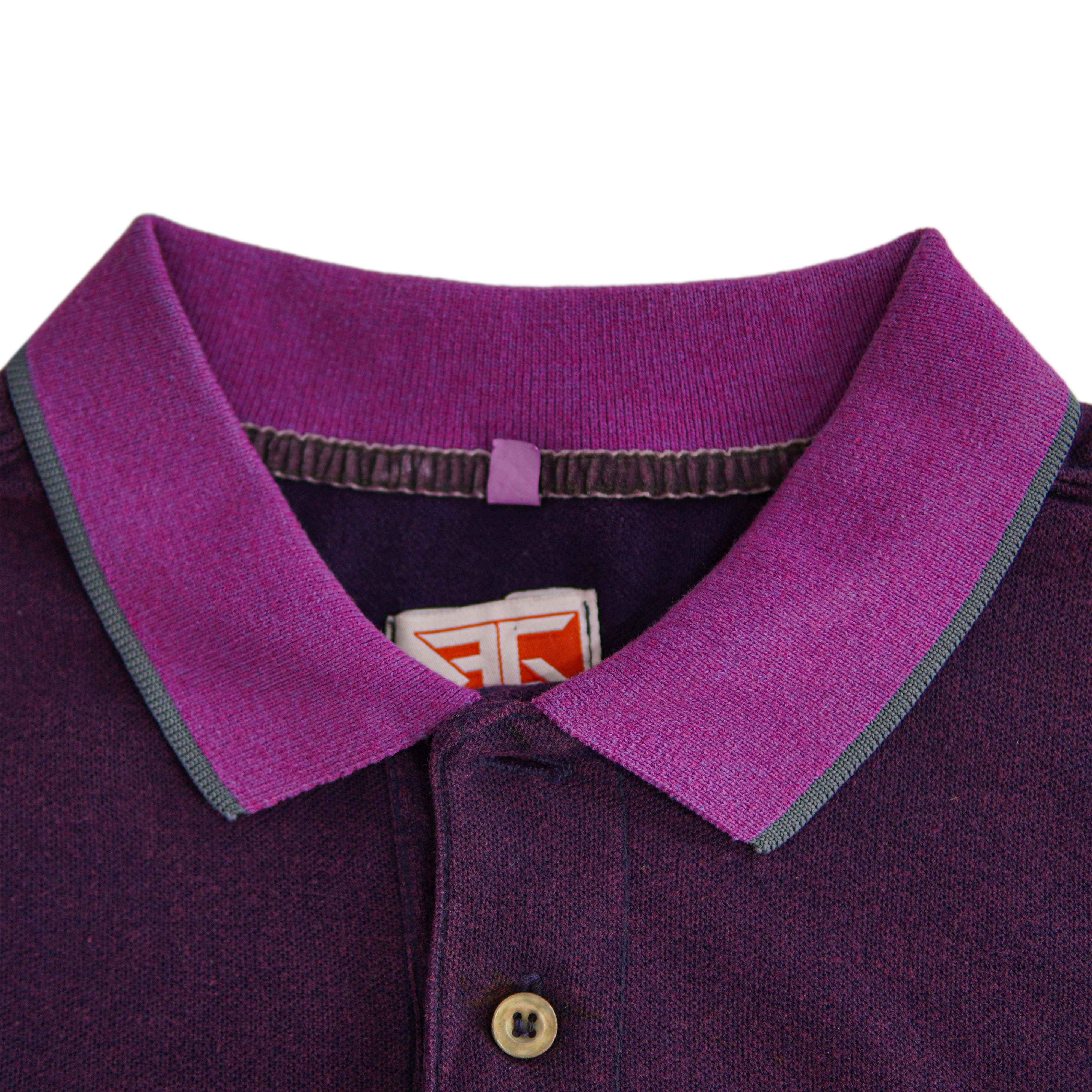 03-Tunic Shaded Polo Shirt With Contrast Collar