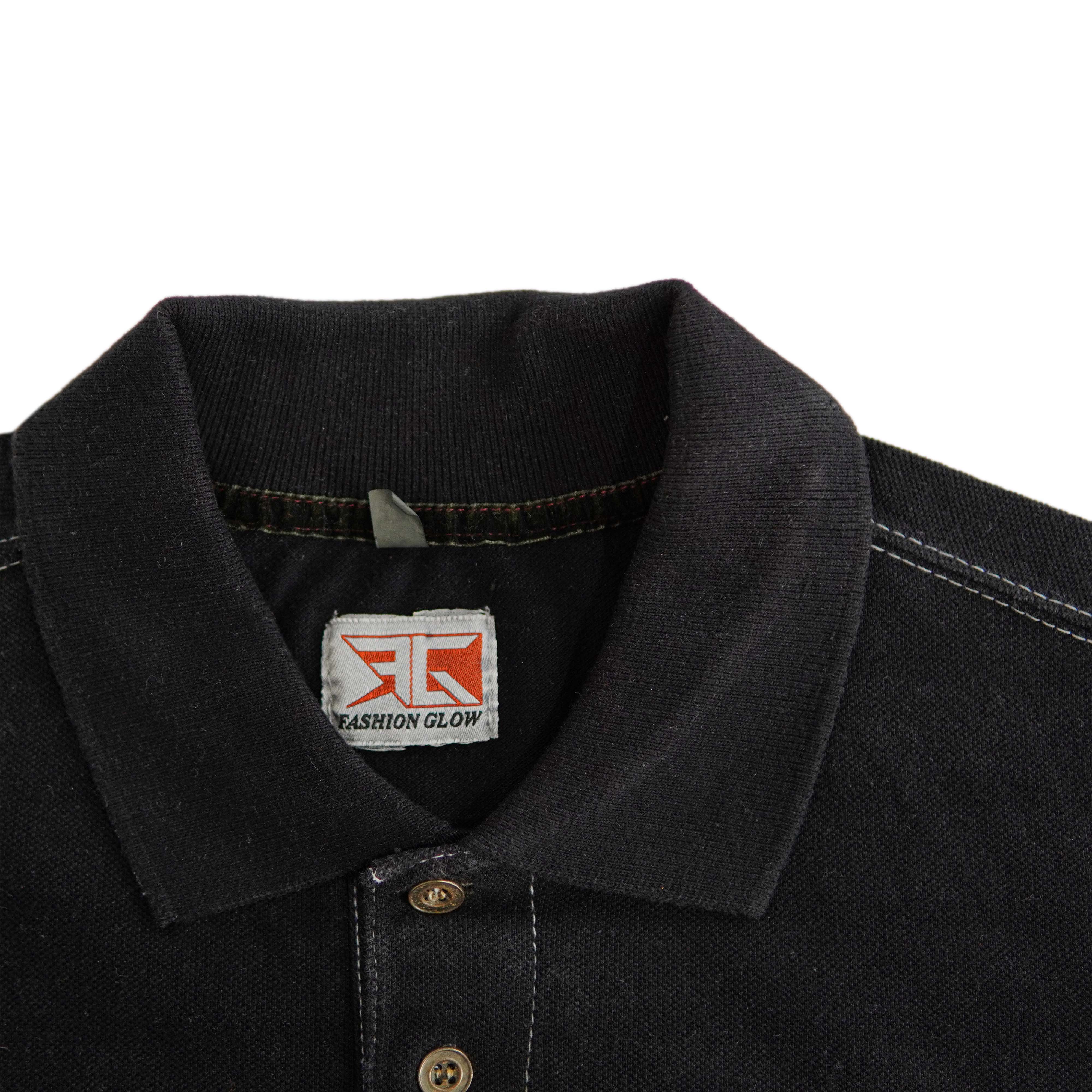 Black Self Linning 3- Tunic Polo Shirt