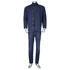 Long Sleeve Plain Denim Suit - Foxy Garments