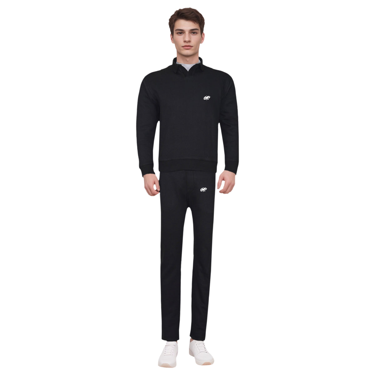 Long Sleeve Placket Polo Shirt with Trouser Tracksuit