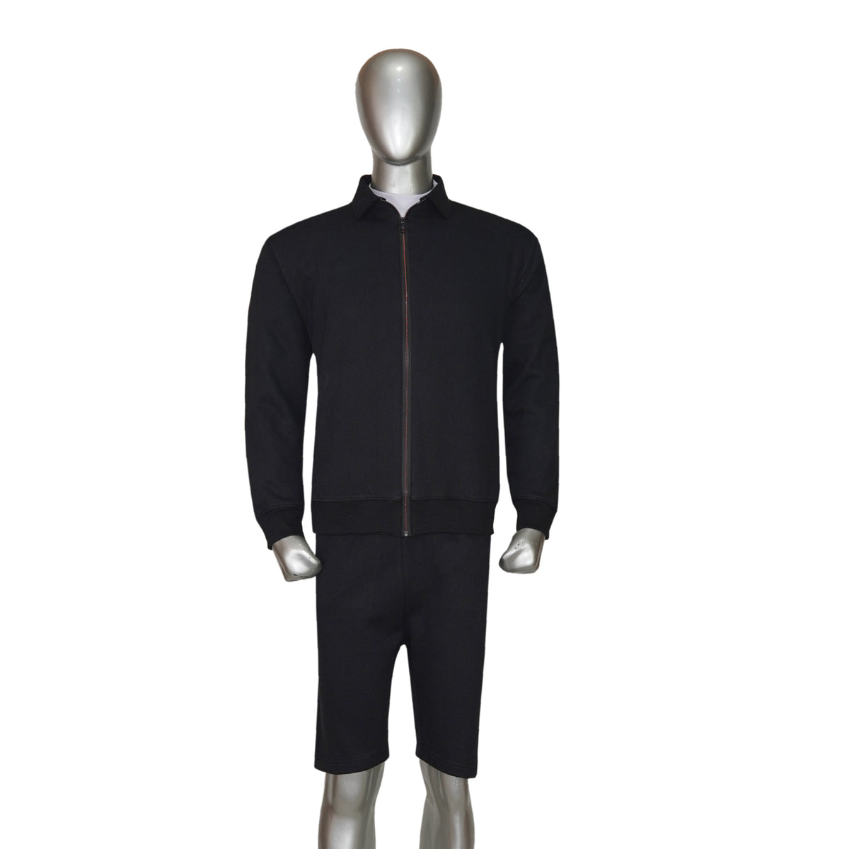 Full Zip Long Sleeve Polo Shirt with Short Tracksuit
