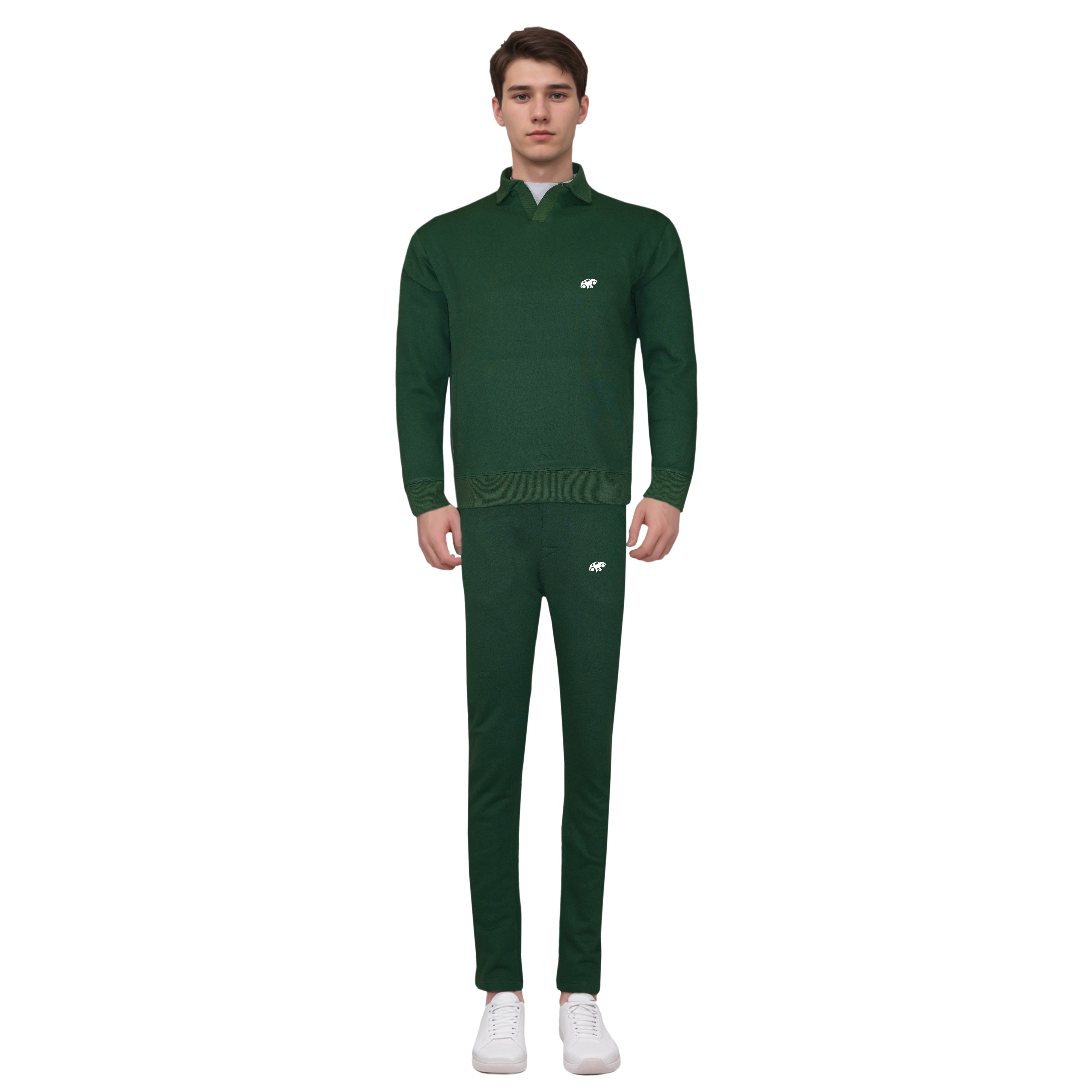 Long Sleeve Placket Polo Shirt with Trouser Tracksuit