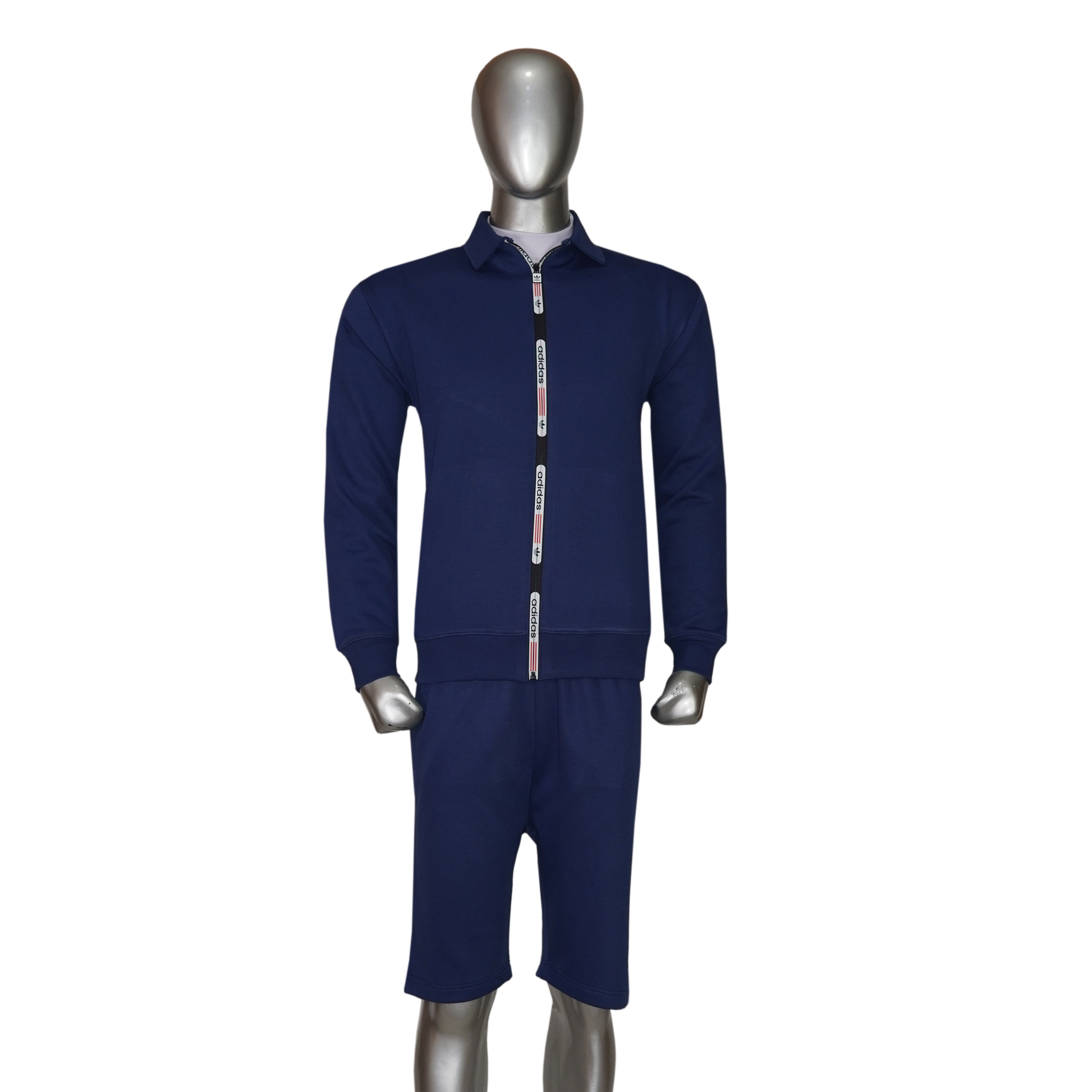 Full Zip Long Sleeve Polo Shirt with Short Tracksuit