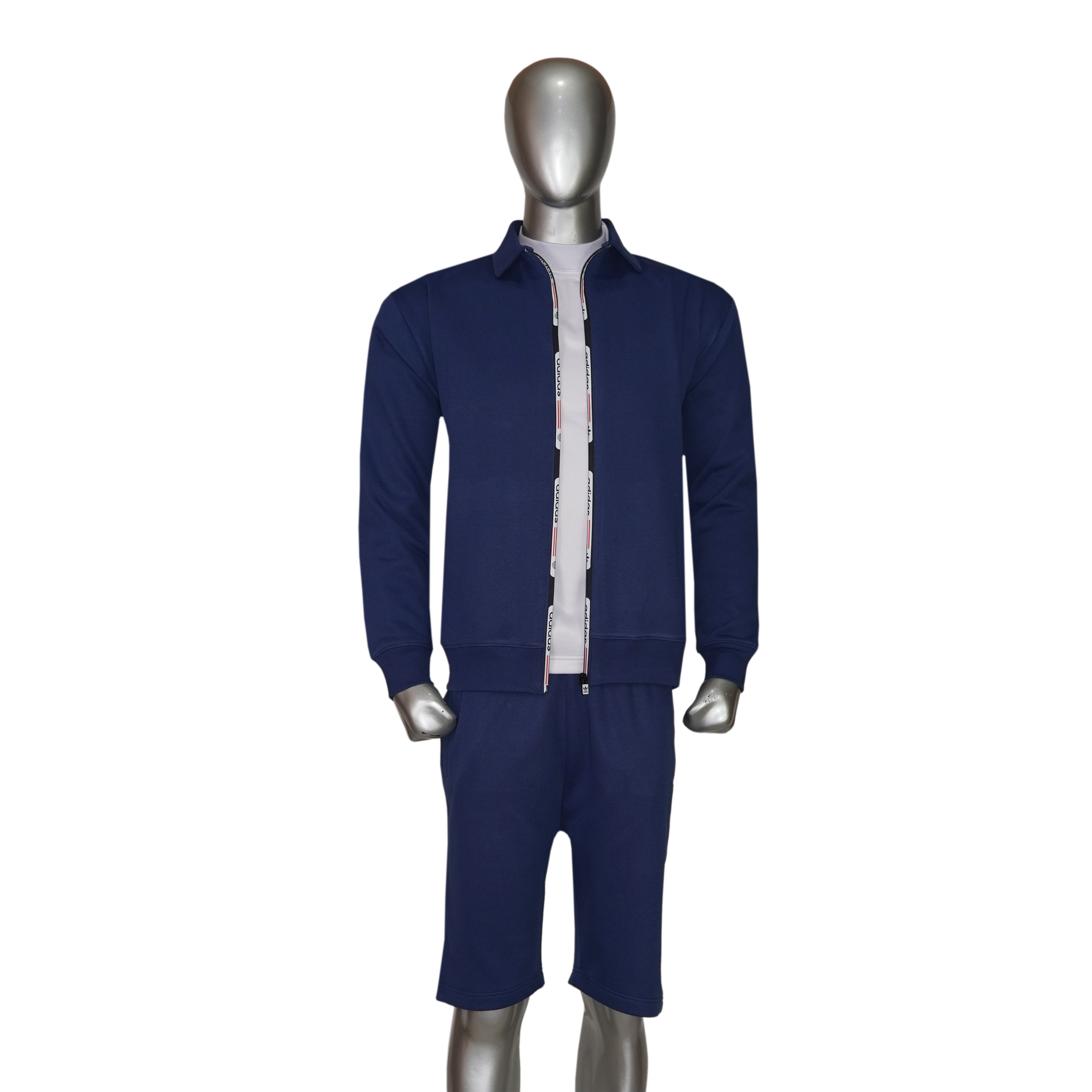 Full Zip Long Sleeve Polo Shirt with Short Tracksuit