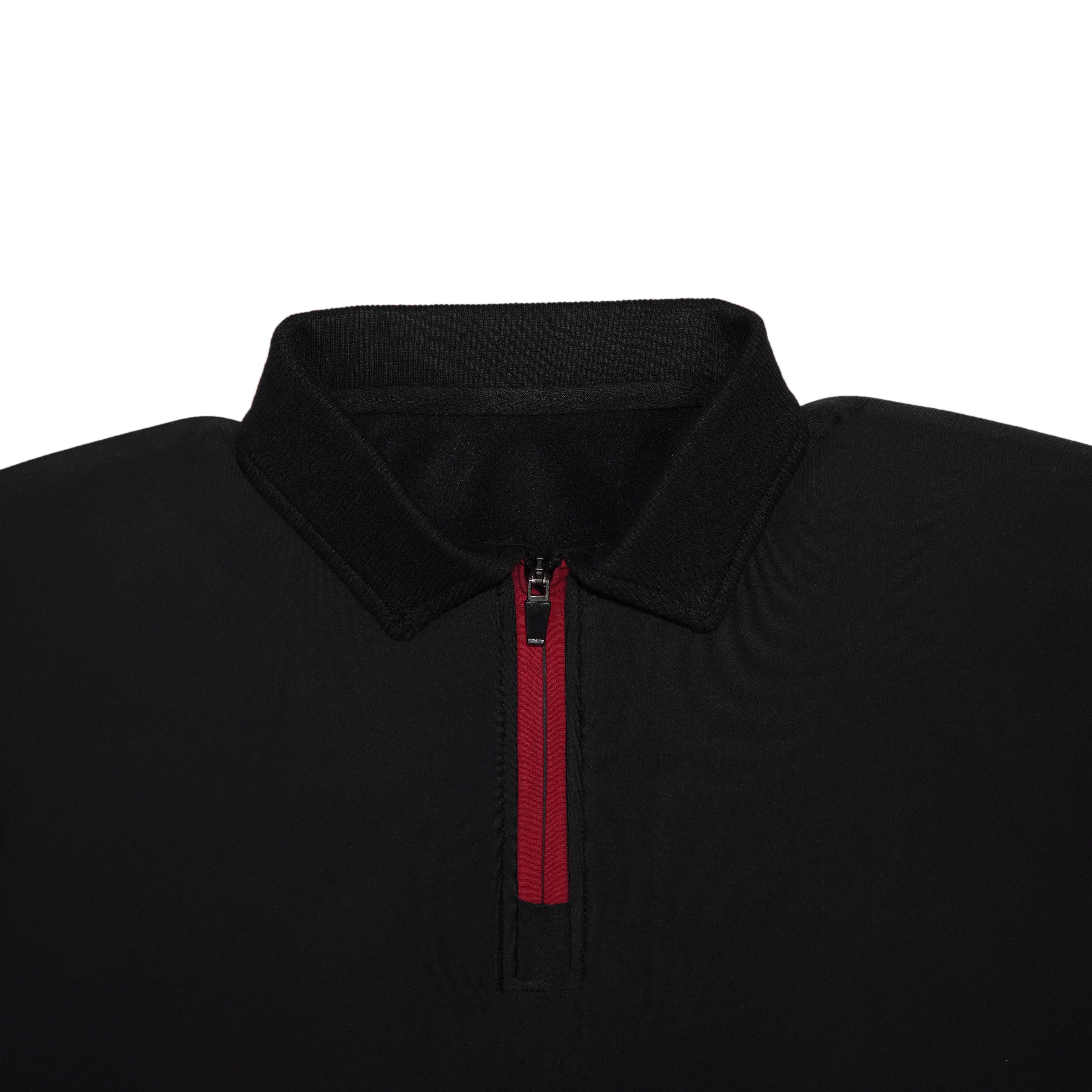 4-Way Stretched Quarter Zip Long Sleeve Polo Shirt with Shorts Tracksuit