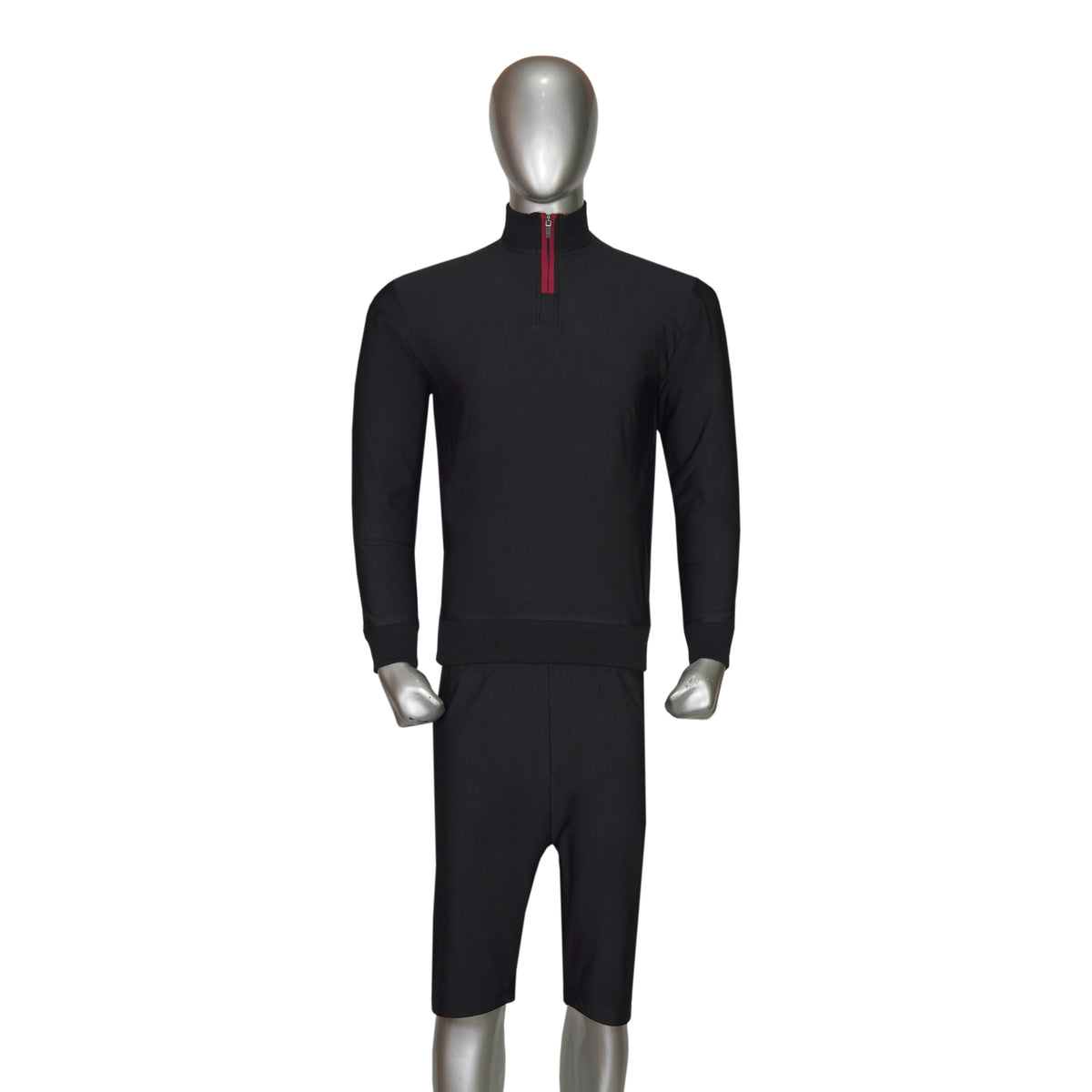 4-Way Stretched Quarter Zip Long Sleeve Sweatshirt with Shorts