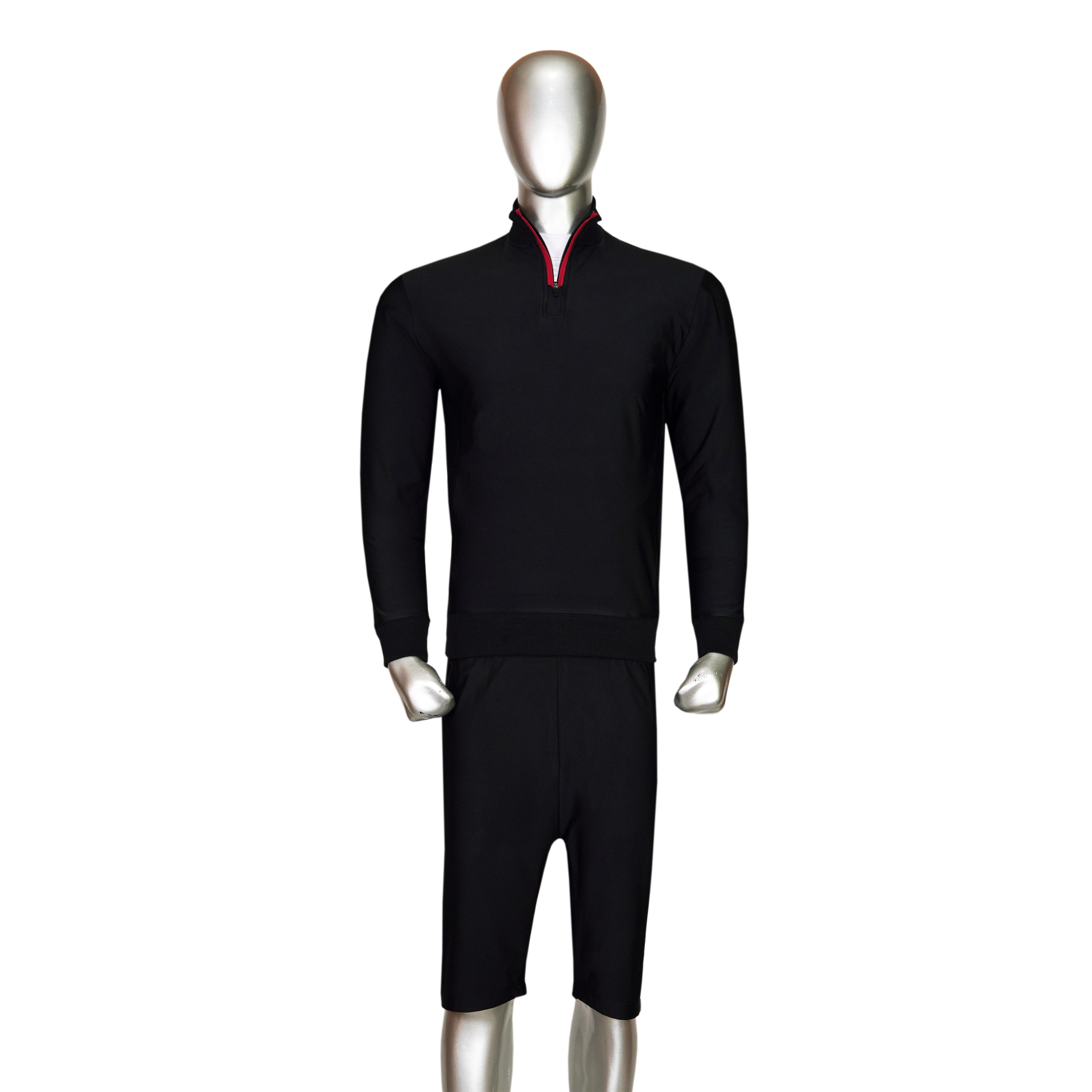 4-Way Stretched Quarter Zip Long Sleeve Sweatshirt with Shorts